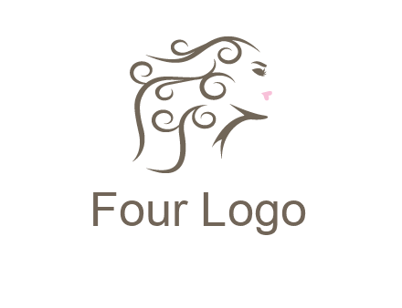 woman with curls in hair saloon logo