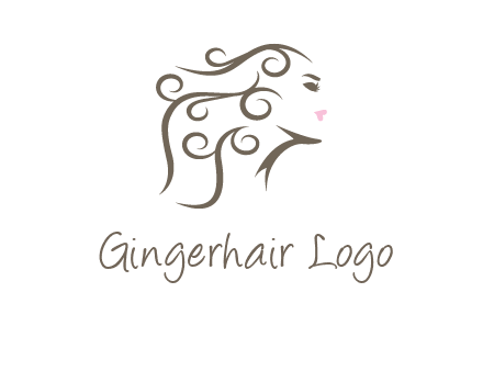woman with curls in hair saloon logo