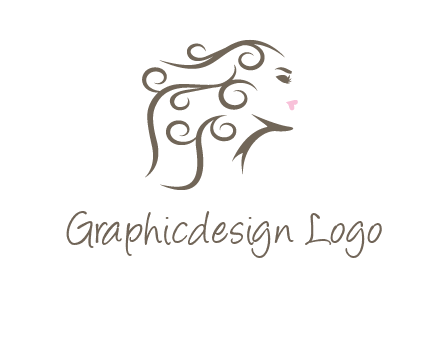 woman with curls in hair saloon logo