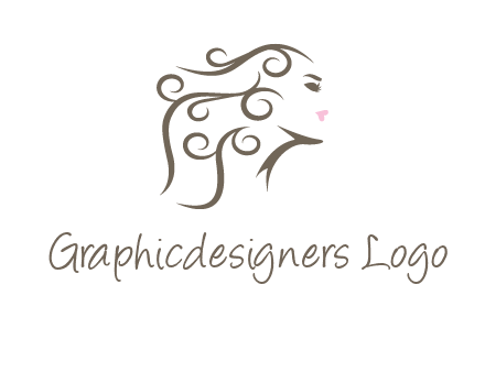 woman with curls in hair saloon logo