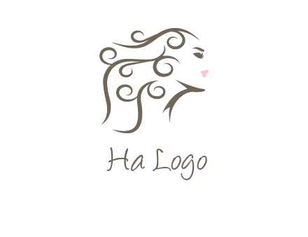 woman with curls in hair saloon logo