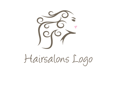 woman with curls in hair saloon logo