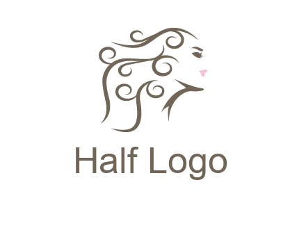 woman with curls in hair saloon logo