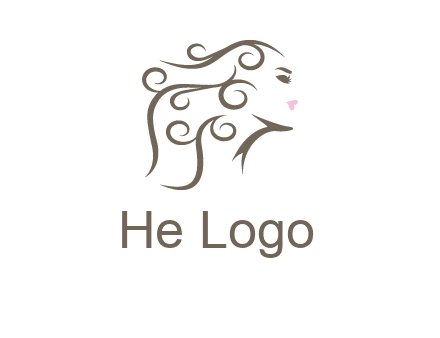 woman with curls in hair saloon logo