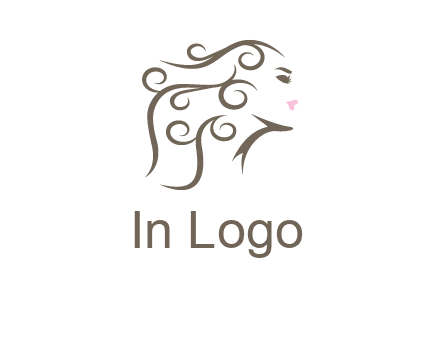 woman with curls in hair saloon logo