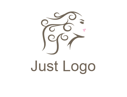 woman with curls in hair saloon logo