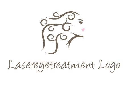 woman with curls in hair saloon logo
