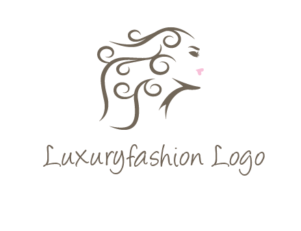 woman with curls in hair saloon logo