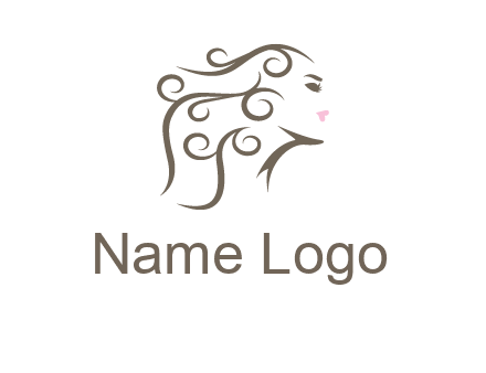woman with curls in hair saloon logo