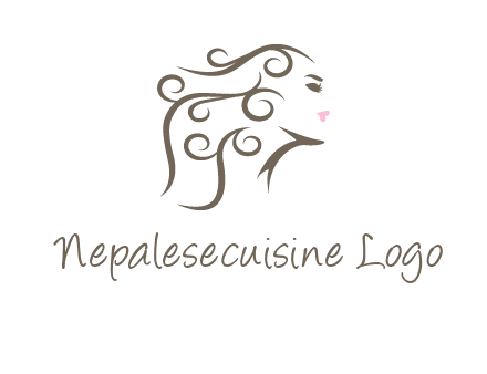 woman with curls in hair saloon logo