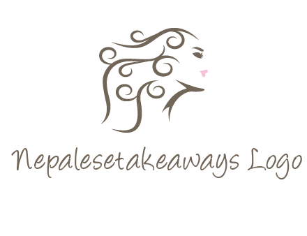 woman with curls in hair saloon logo