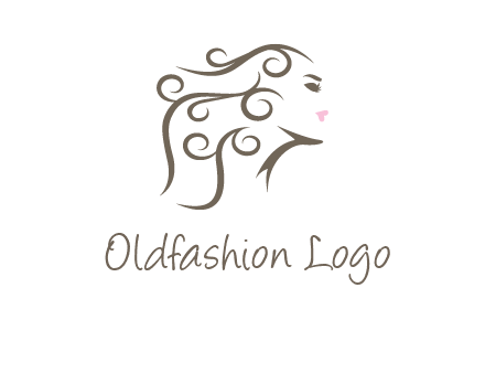 woman with curls in hair saloon logo
