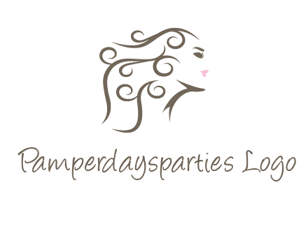 woman with curls in hair saloon logo
