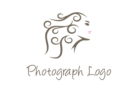 woman with curls in hair saloon logo
