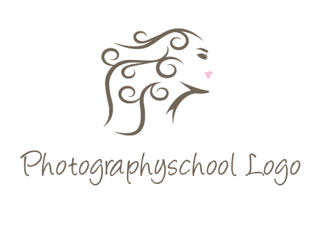 woman with curls in hair saloon logo