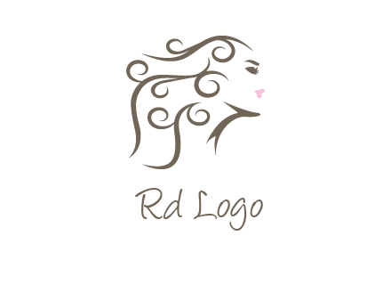 woman with curls in hair saloon logo