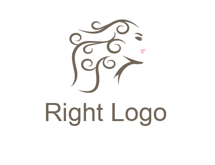 woman with curls in hair saloon logo