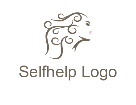 woman with curls in hair saloon logo