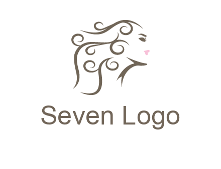 woman with curls in hair saloon logo