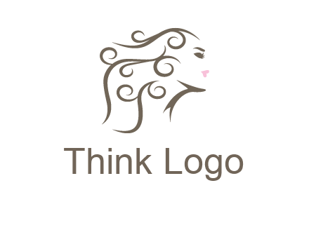 woman with curls in hair saloon logo
