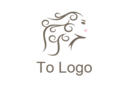 woman with curls in hair saloon logo