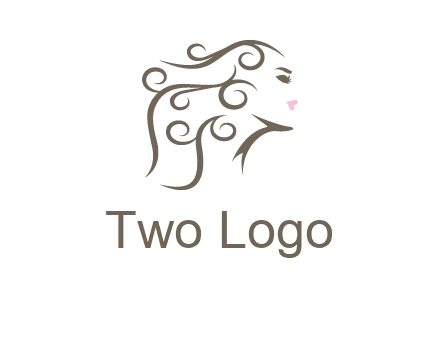 woman with curls in hair saloon logo