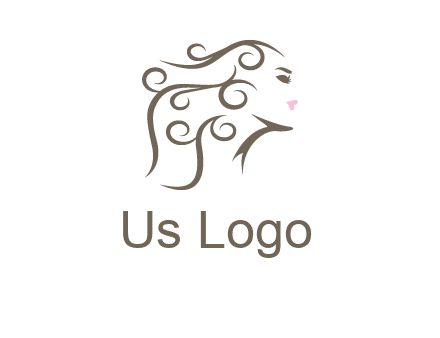 woman with curls in hair saloon logo