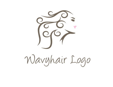 woman with curls in hair saloon logo