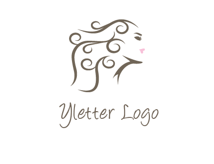 woman with curls in hair saloon logo