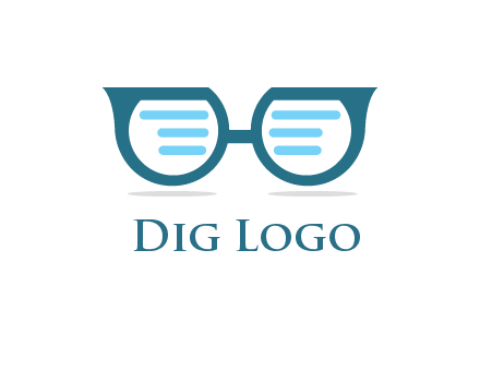 text in glasses logo