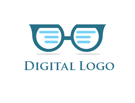 text in glasses logo