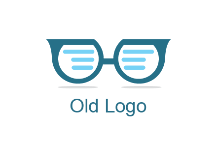 text in glasses logo