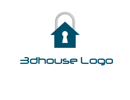 keyhole inside house in lock logo