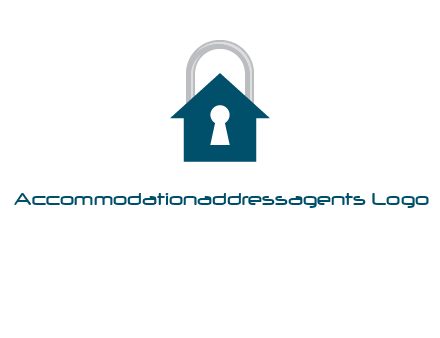 keyhole inside house in lock logo