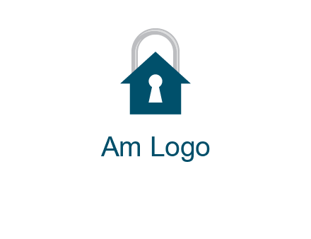 keyhole inside house in lock logo