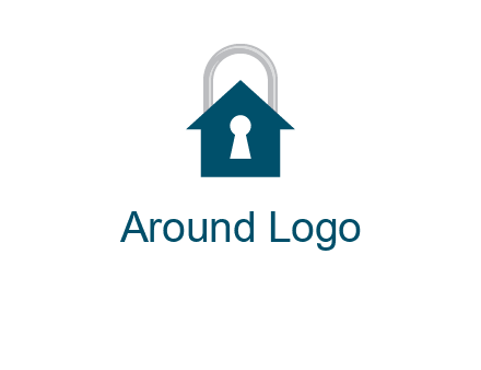 keyhole inside house in lock logo