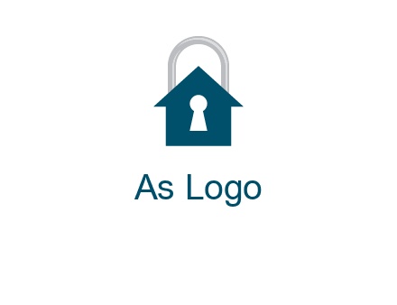 keyhole inside house in lock logo