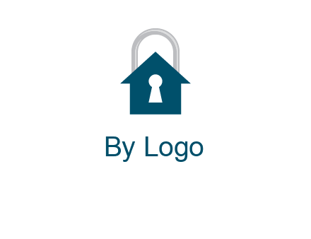 keyhole inside house in lock logo