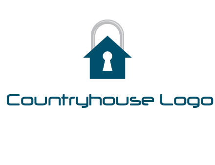 keyhole inside house in lock logo