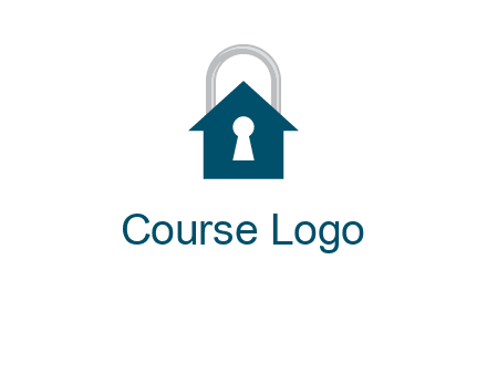 keyhole inside house in lock logo