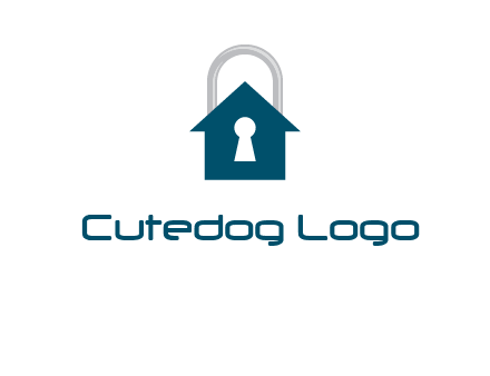 keyhole inside house in lock logo
