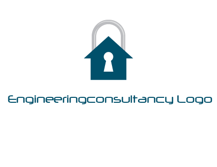 keyhole inside house in lock logo