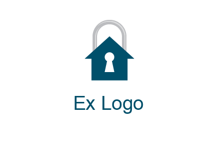 keyhole inside house in lock logo