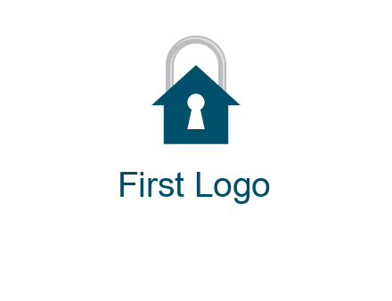 keyhole inside house in lock logo