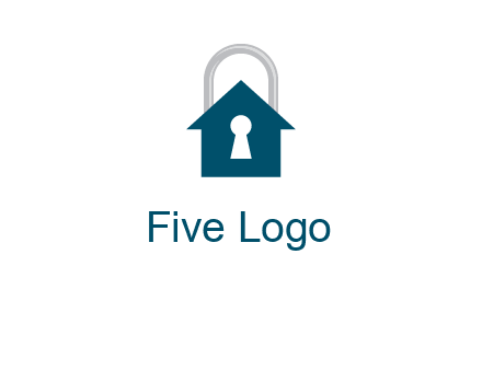 keyhole inside house in lock logo