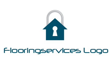 keyhole inside house in lock logo