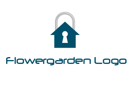 keyhole inside house in lock logo