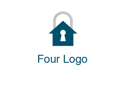 keyhole inside house in lock logo