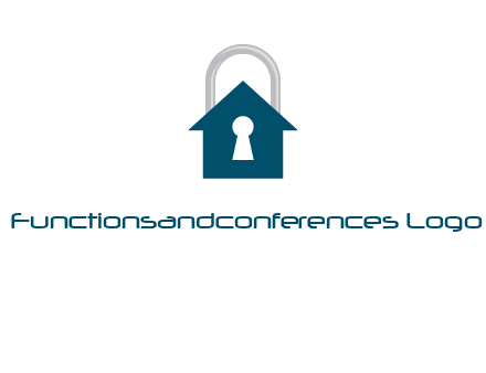 keyhole inside house in lock logo