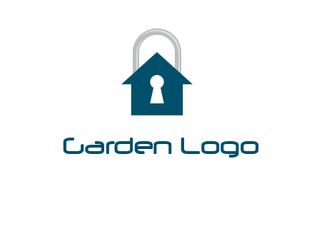 keyhole inside house in lock logo